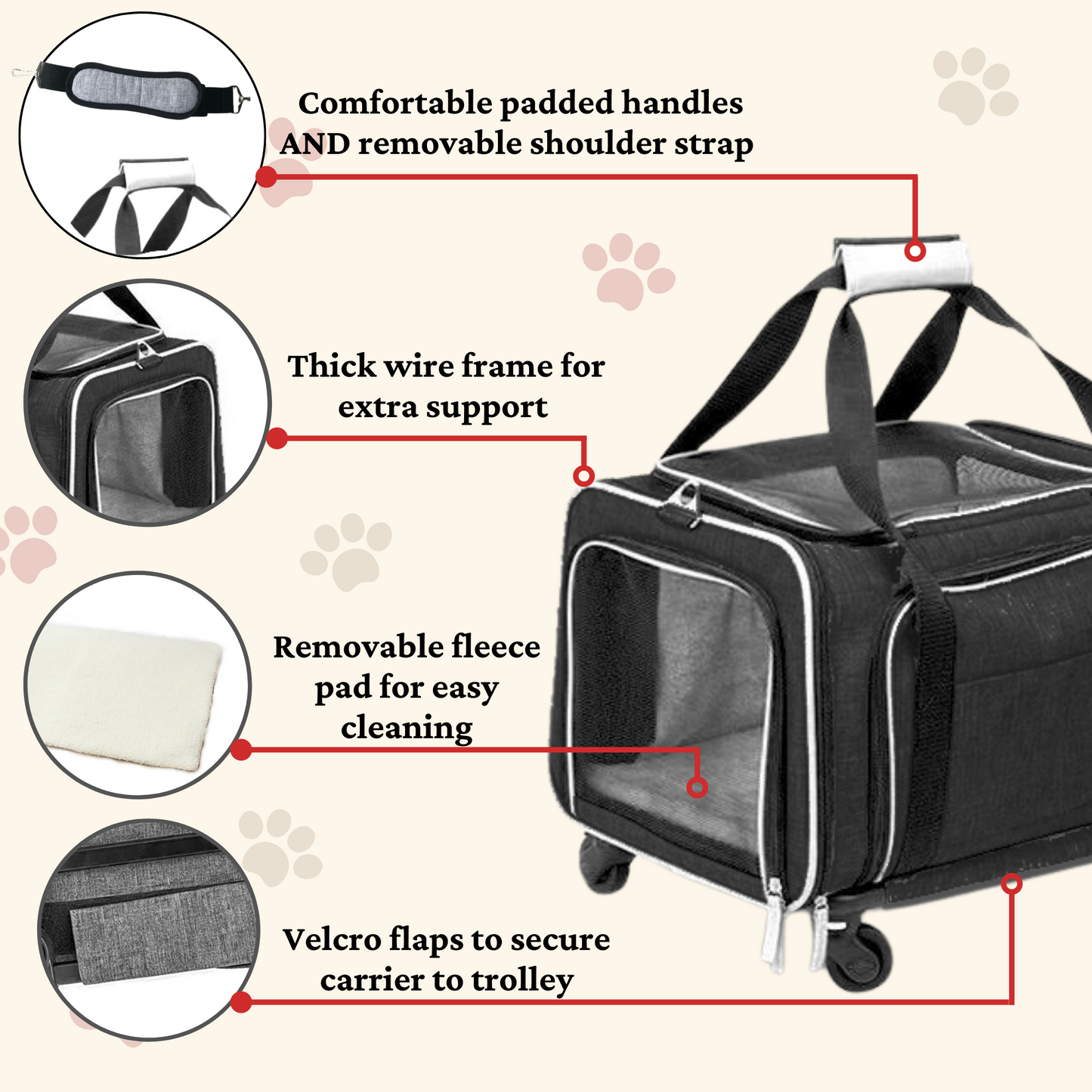 Rolling pet carrier on sale for large dogs