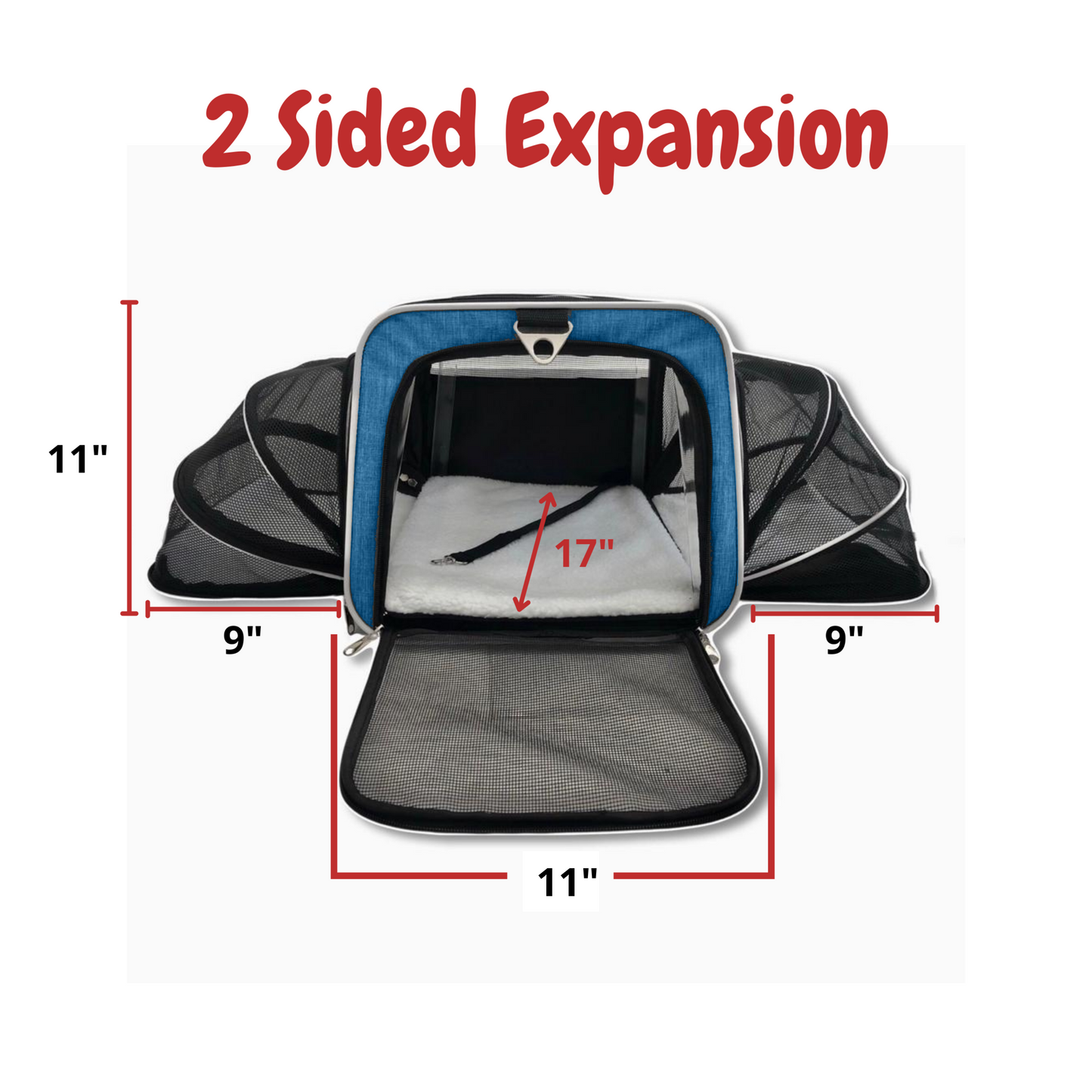 RUFF LIFE 101 Airline Approved Expandable Premium Pet Carrier on Wheels- Two Sided Rolling Carrier- Designed for Dogs & Cats- Extra Spacious Soft Lined Carrier- BLUE