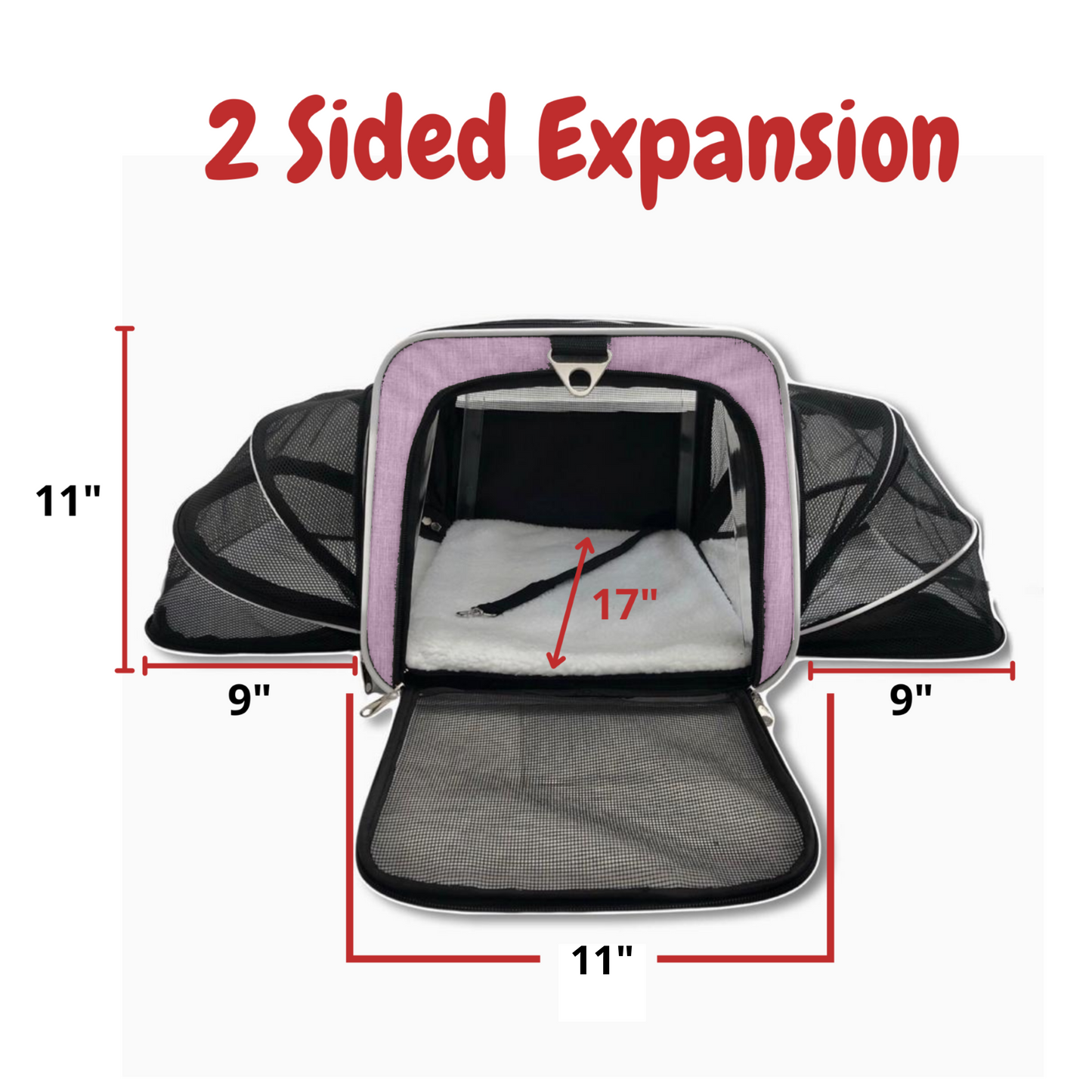 RUFF LIFE 101 Airline Approved Expandable Premium Pet Carrier on Wheels- Two Sided Rolling Carrier- Designed for Dogs & Cats- Extra Spacious Soft Lined Carrier- PINK